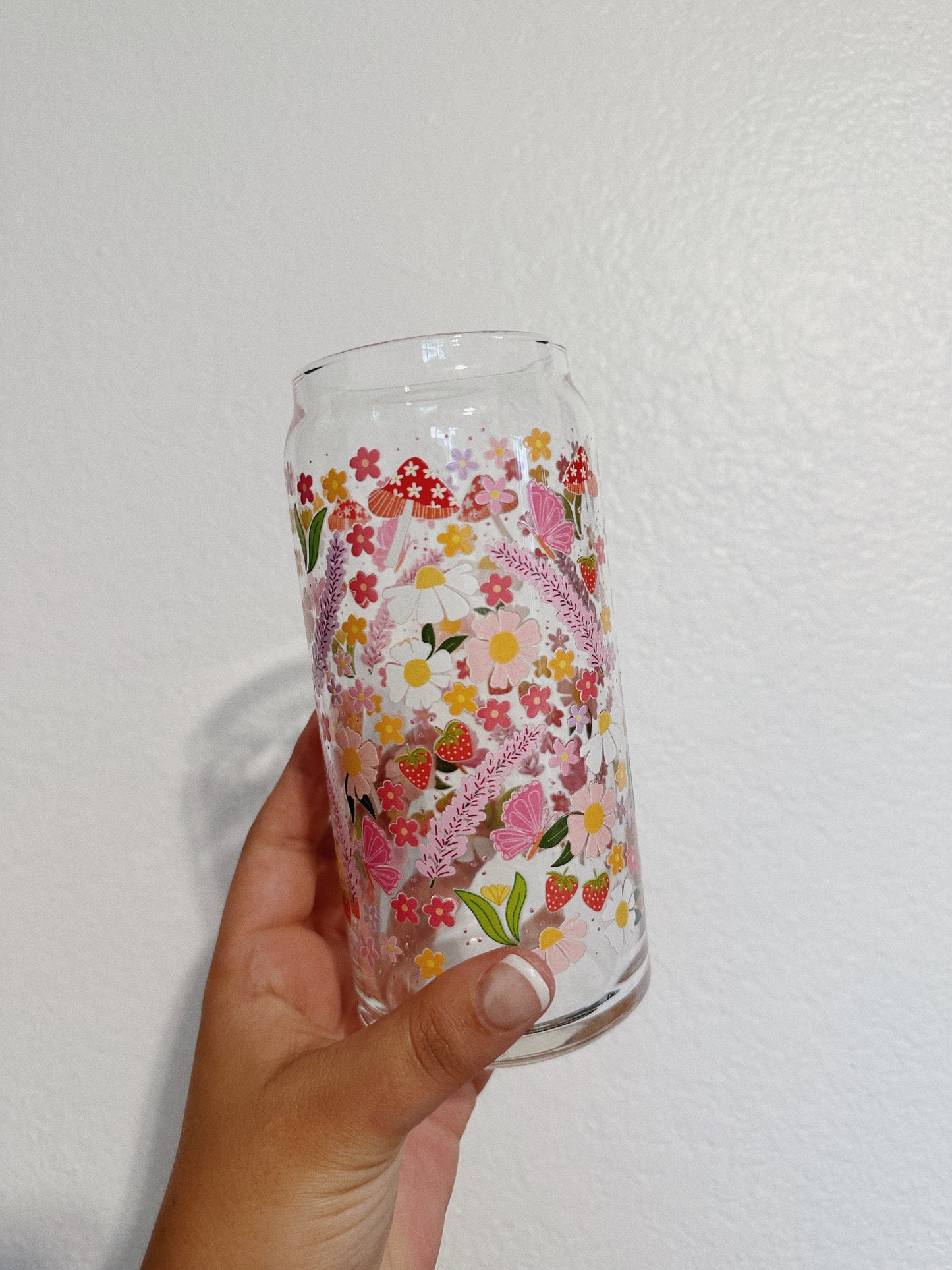 (RTS) 20 oz Colorful Garden Glass Cups