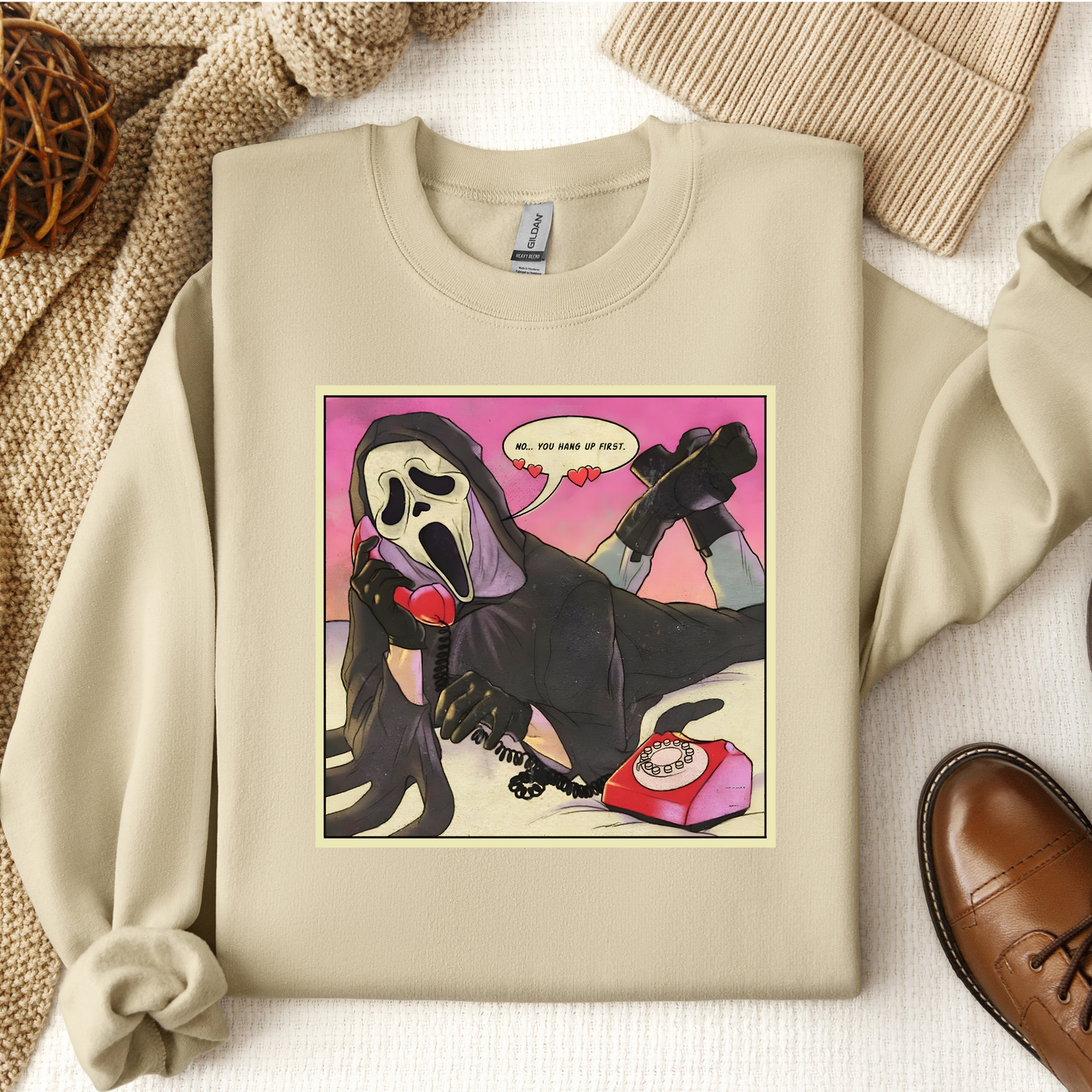 No you hang up first! Scream Ghostface Sweatshirt