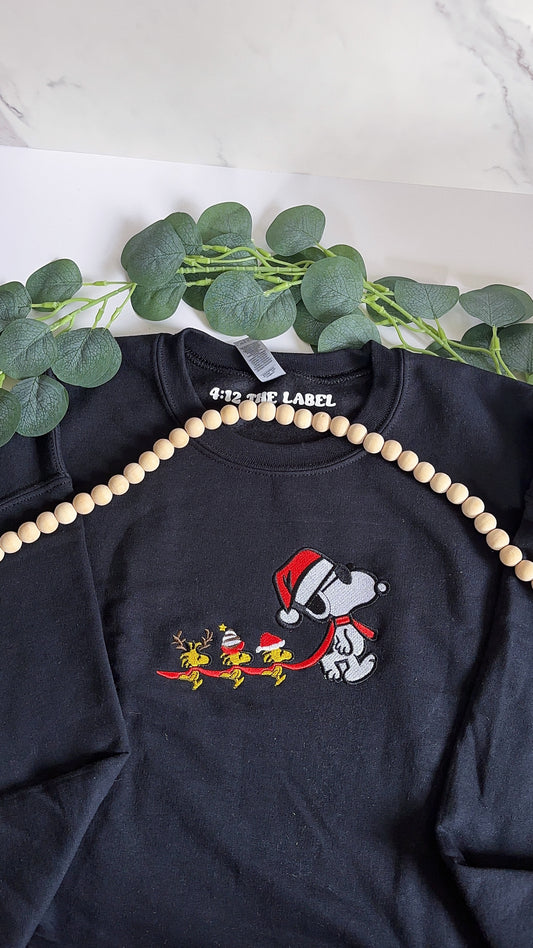 Embroidered Snoopy Santa Sweatshirt
