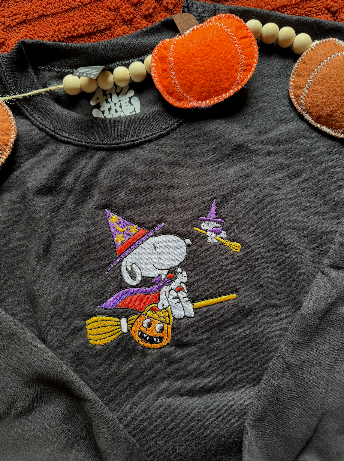 Witch Snoopy Embroidered Sweatshirt