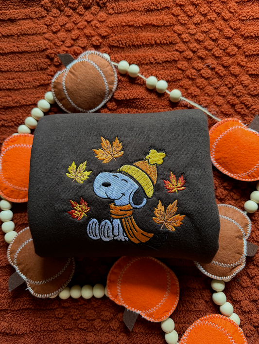 Fall Snoopy Embroidered Sweatshirt