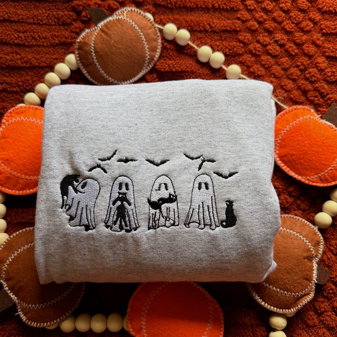 Ghostie Cats Embroidered Sweatshirt