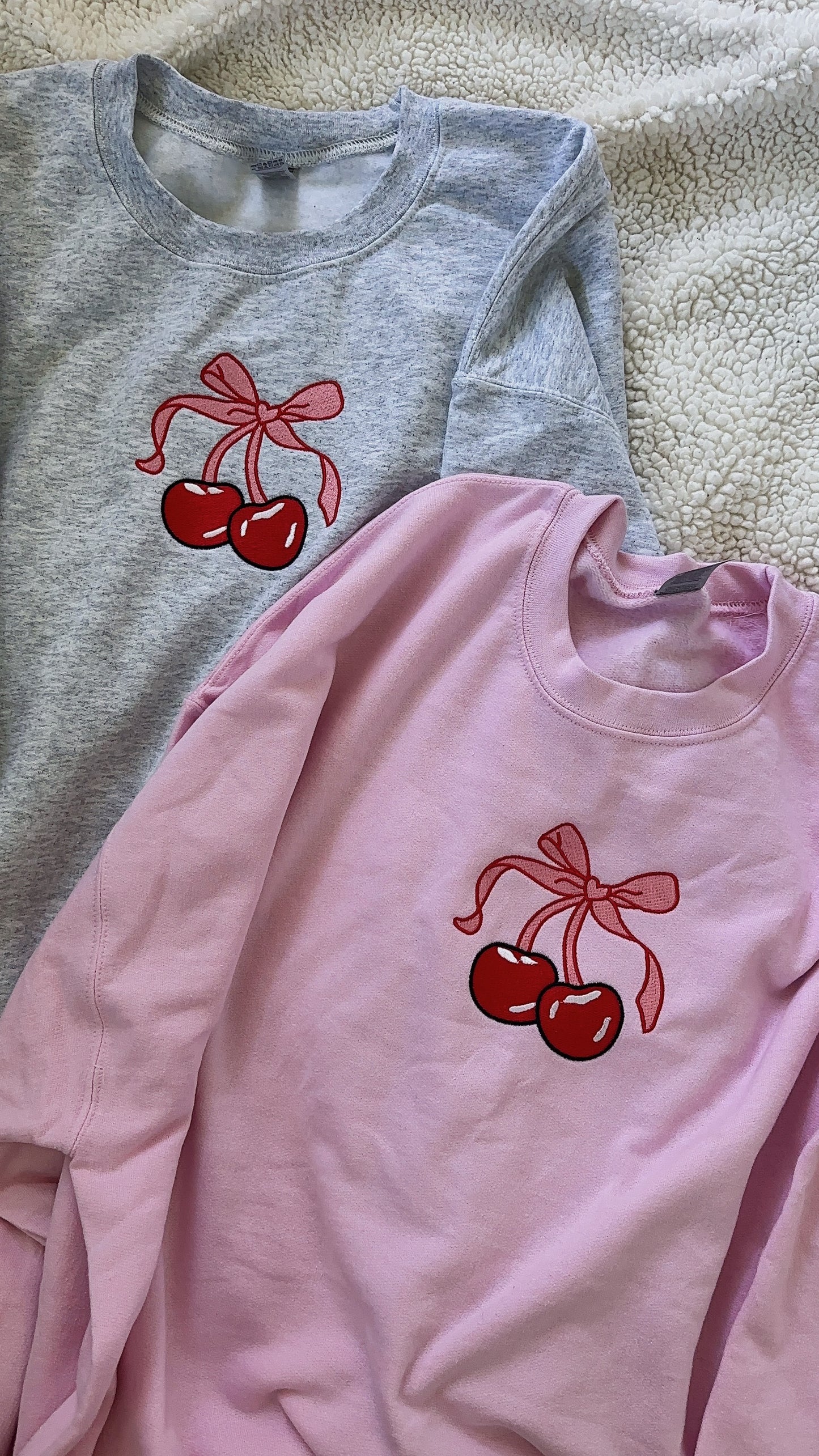 Cherry Bow Embroidered Sweatshirt